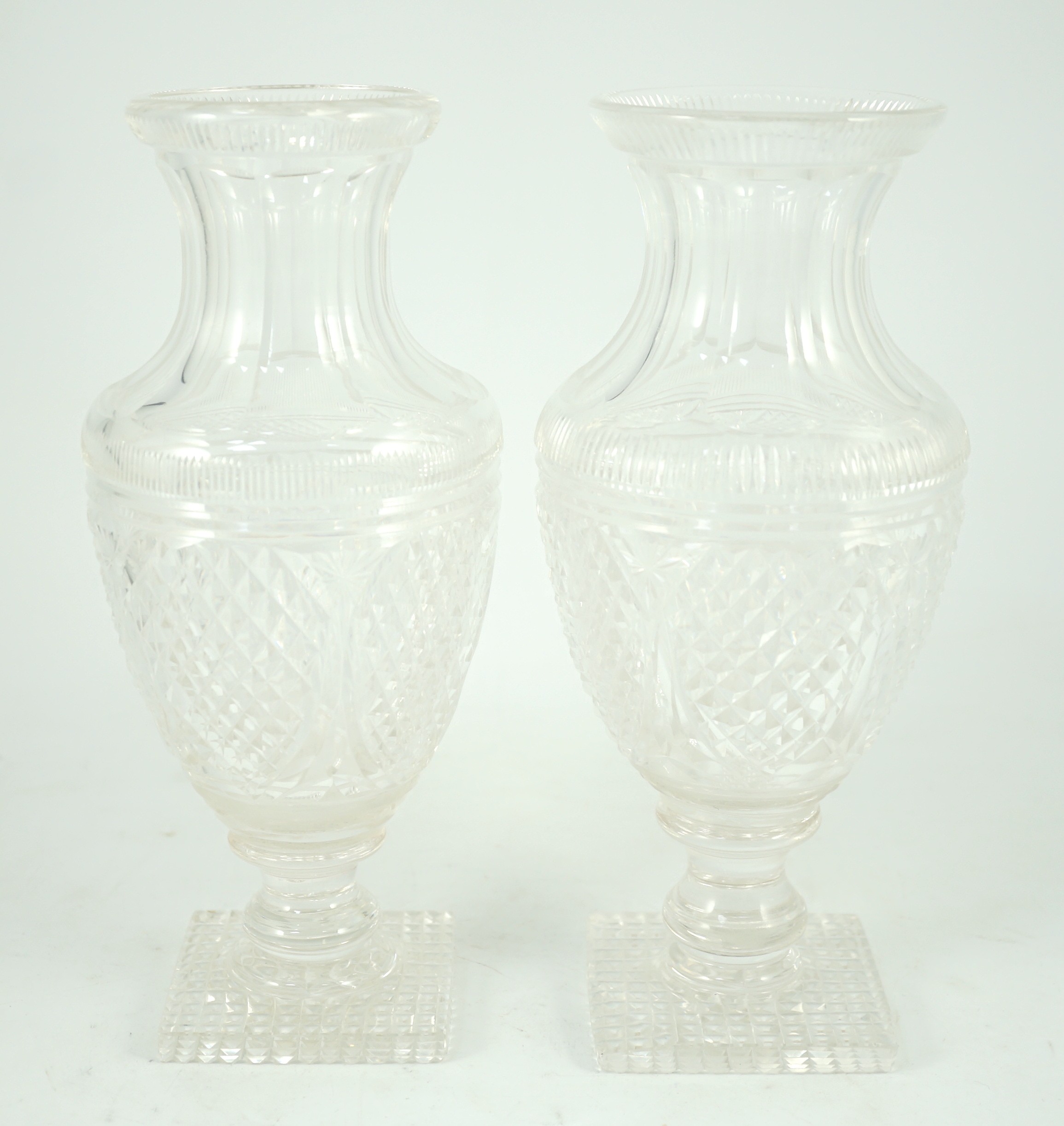 A pair of 19th century glass vases and a Limoges box